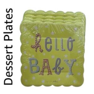 5-Pack Baby Shower Dessert Plates Hello Baby Yellow